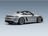 Voiture miniature Porsche Spyder RS argent de Vroomi, au design élancé avec roues détaillées.