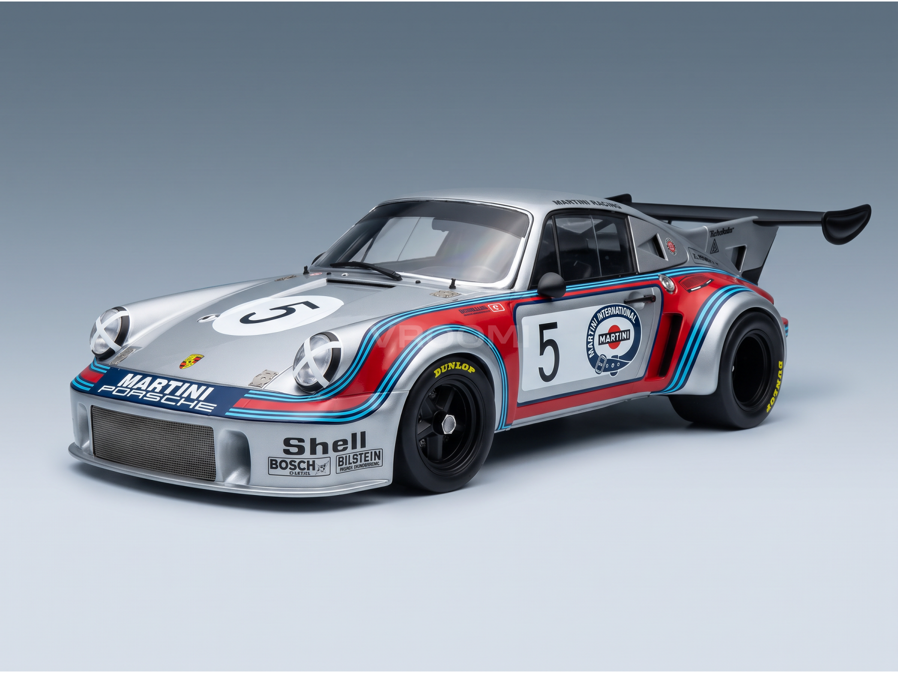 PORSCHE - 911 930 CARRERA RSR TURBO 2,1 L TEAM MARTINI RACING N.º 5 BRANDS HATCH 1974 H. MULLER - G. VAN LENNEP - ROJO PLATEADO