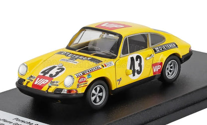 PORSCHE - 911S Coupé del equipo Jean Pierre Gaban n.º 43, 24 Horas de Le Mans 1970, Jean Pierre Gaban - Willy Braillard - Amarillo. Tienda de maquetas de coches Vroomi