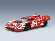 Red and white Porsche 23 scale model car with Shell and Goodyear decals, Vroomi