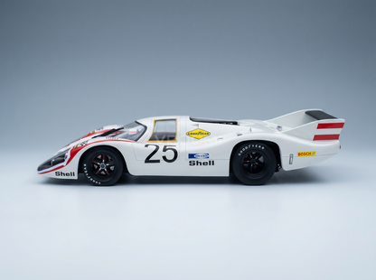 PORSCHE – 917LH 4,5 l TEAM PORSCHE SYSTEM ENGINEERING Nr. 25 POLE POSITION von Le Mans 1970 VIC ELFORD – KURT AHRENS – WEISS-ROT Modellauto auf Vroomi