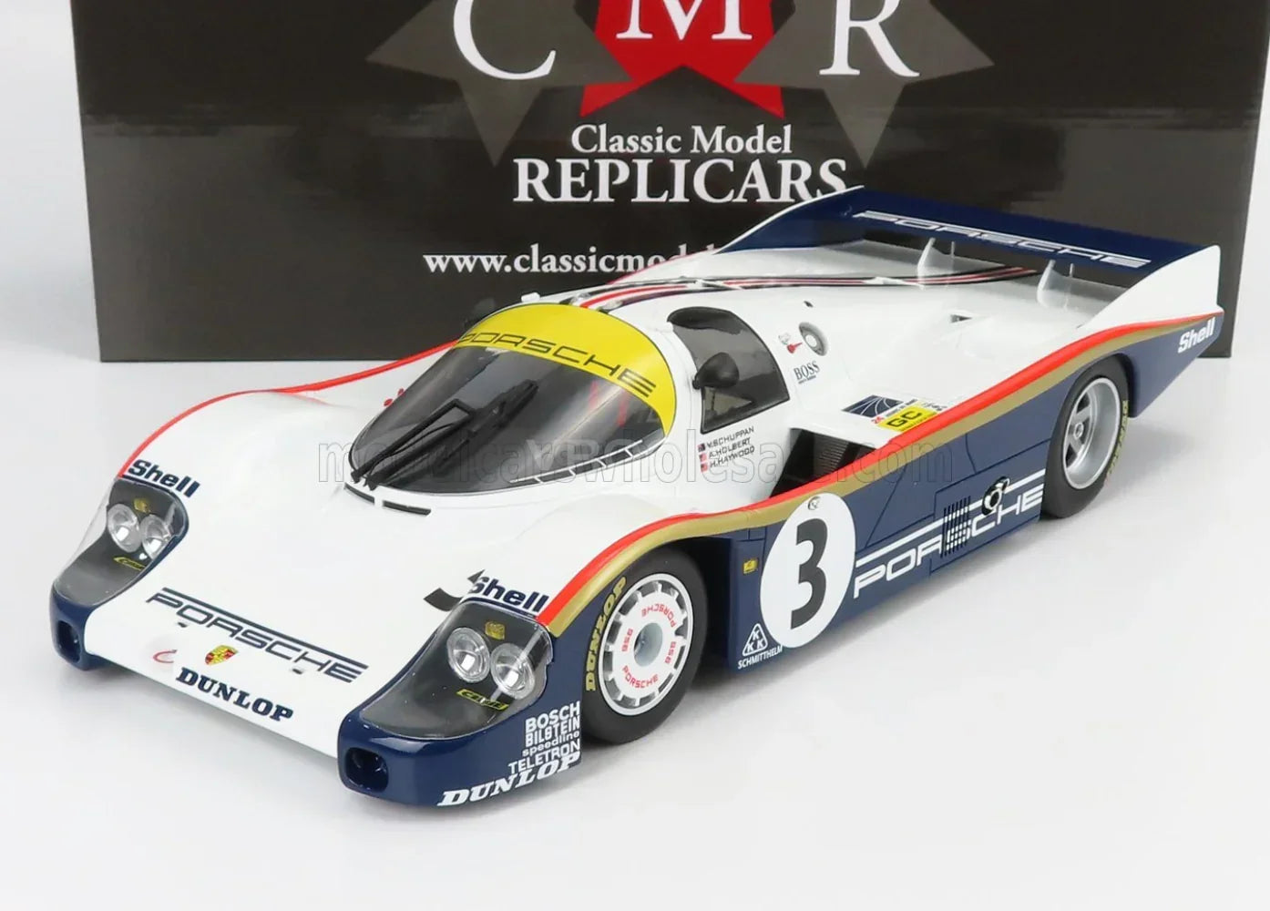 PORSCHE - 956L 2,6 L TURBO TEAM ROTHMANS PORSCHE N° 3, VAINQUEUR DES 24 HEURES DU MANS 1983 : AL HOLBERT - HURLEY HAYWOOD - VERN SCHUPPAN - BLANC ET BLEU - Boutique de modèles réduits Vroomi