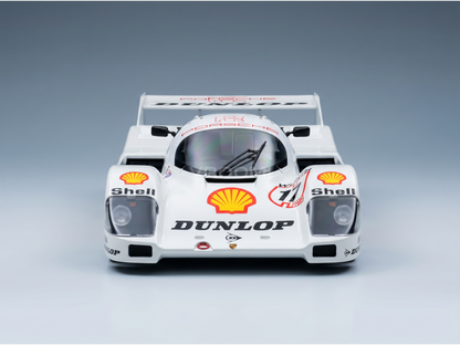 Modellino in scala Porsche 962C bianco con livrea Shell e Dunlop, per collezionisti su Vroomi