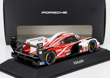 PORSCHE - 963 9RD 4.6L TURBO V8 EQUIPA PORSCHE PENSKE MOTORSPORT N.º 6 4.º lugar nas 24 Horas de Le Mans (POLE POSITION) 2024 KEVIN ESTRE - ANDRE LOTTERER - LAURENS VANTHOOR - VERMELHO BRANCO PRETO Modelo em escala no Vroomi