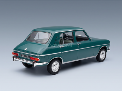Green Renault 16 scale model car with chrome details, showcased by Vroomi for collectors