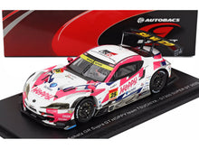 Schatz GR Supra GT300 2025 scale model car by Vroomi, featuring Hoppy livery and detailed racing decals