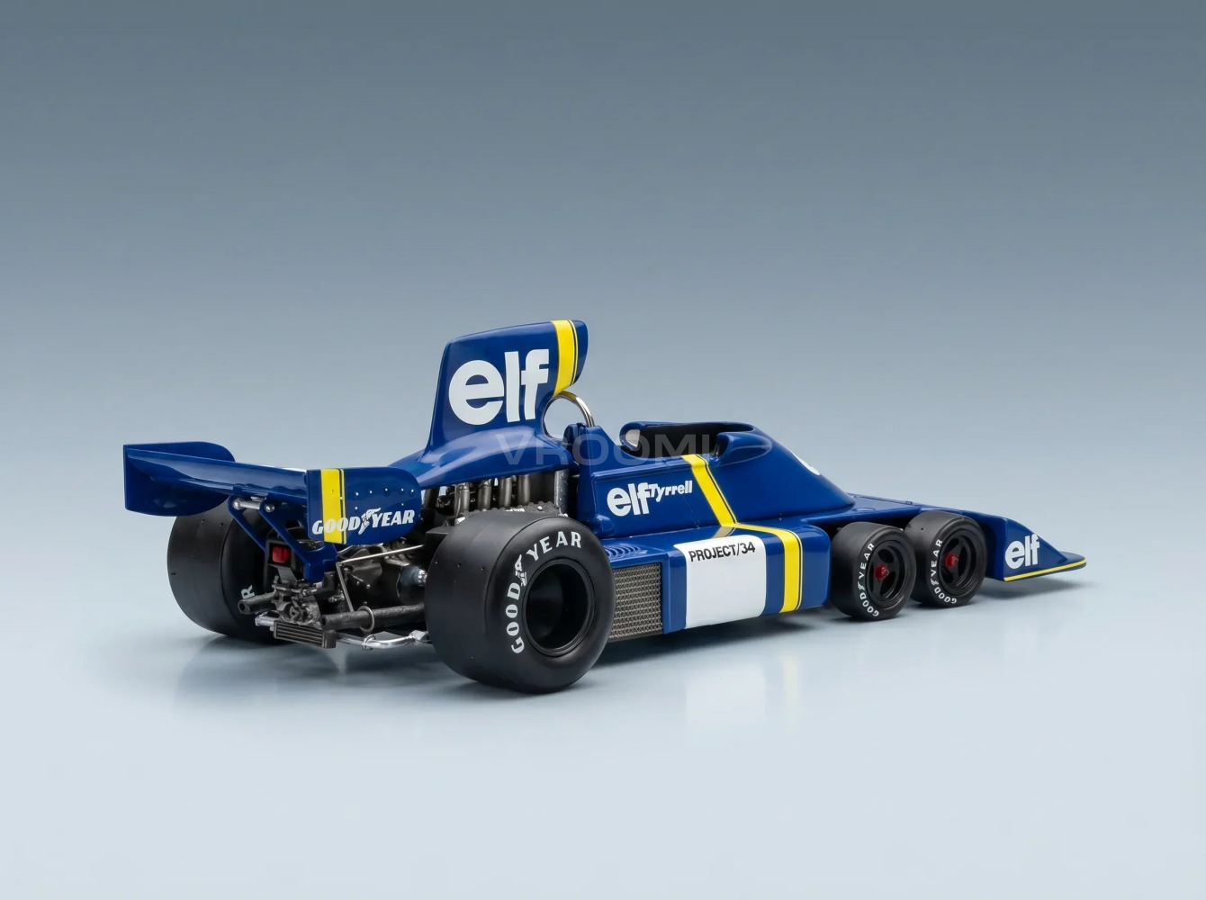 TYRRELL - F1 P34 ELF 6-WHEELS N 0 PRESENTATION SEASON 1976 PATRICK DEPAILLER - JODY SCHECKTER - BLUE YELLOW Vroomi Scale model cars Shop