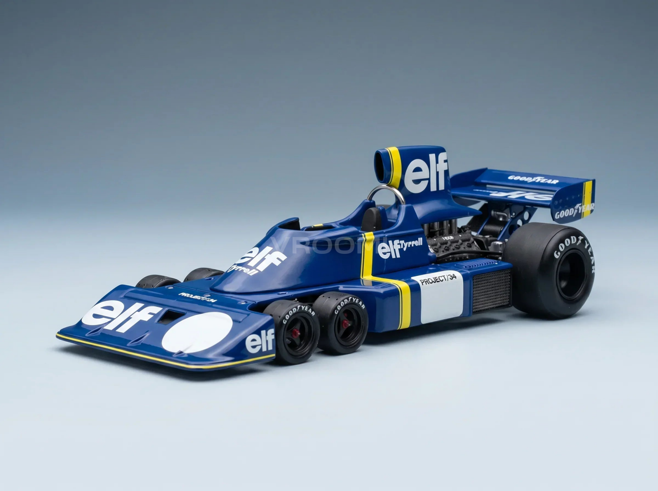 TYRRELL - F1 P34 ELF 6-WHEELS N 0 PRESENTATION SEASON 1976 PATRICK DEPAILLER - JODY SCHECKTER - BLUE YELLOW Vroomi Scale model cars Shop