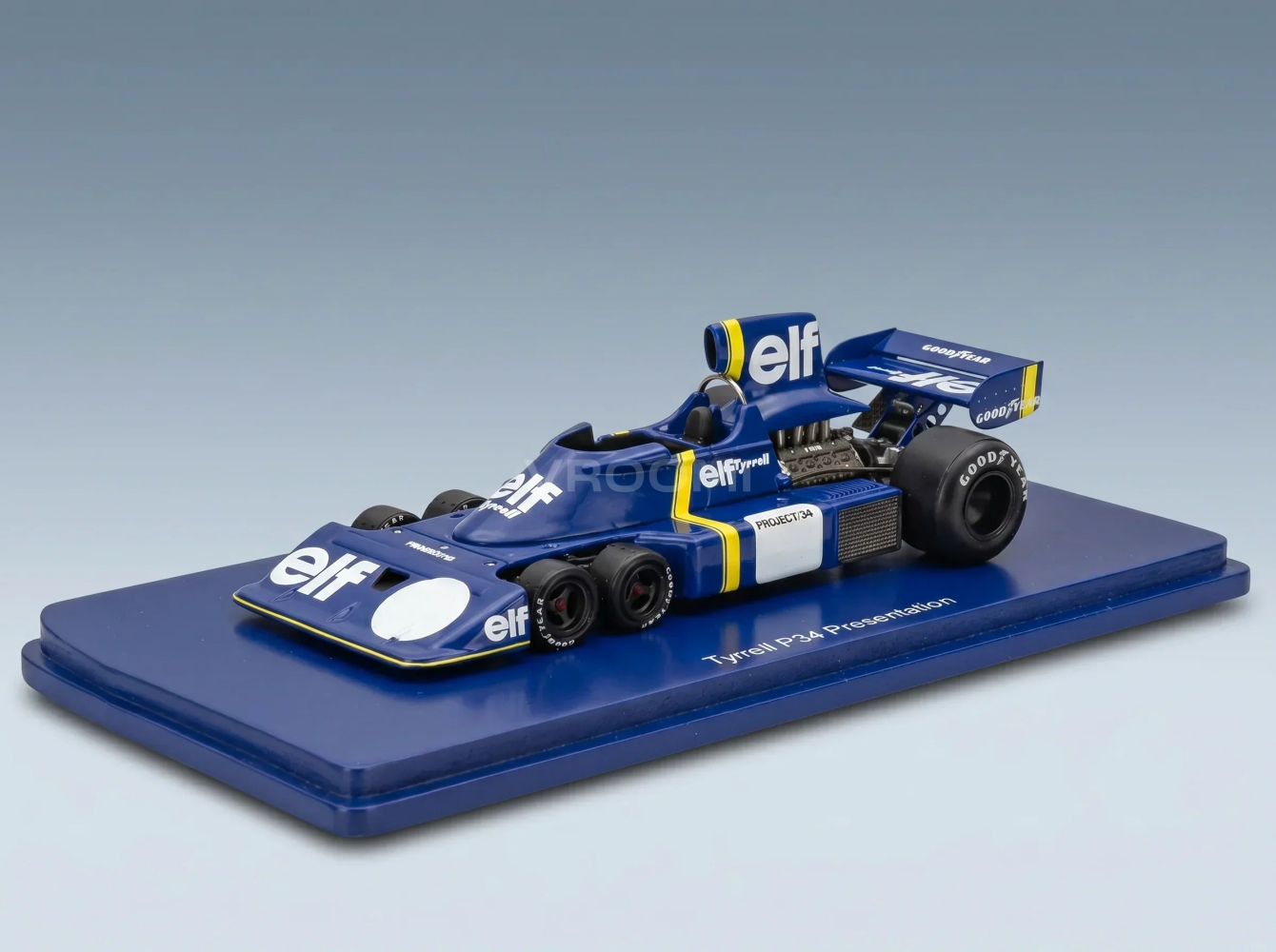 TYRRELL - F1 P34 ELF 6-WHEELS N 0 PRESENTATION SEASON 1976 PATRICK DEPAILLER - JODY SCHECKTER - BLUE YELLOW Vroomi Scale model cars Shop