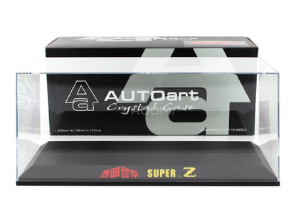 Vitrina de cristal AUTOart para coches a escala 1:18, con las bases «SUPER .Z» y «西部警察», ideal para los coleccionistas de Vroomi