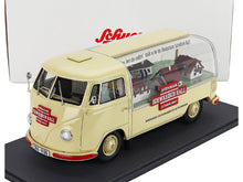 Cream VW bus scale model car with Schwäbisch Hall branding, displayed in Vroomi collection