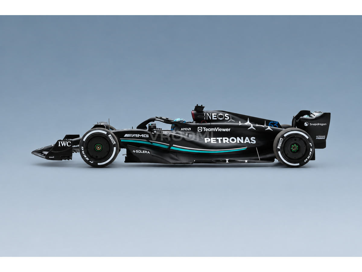 Mercedes F1 W14 Team Mercedes-AMG Petronas Formula One No. 63 George Russell Season 2023 Spark Model 1:18 scale model - side view
