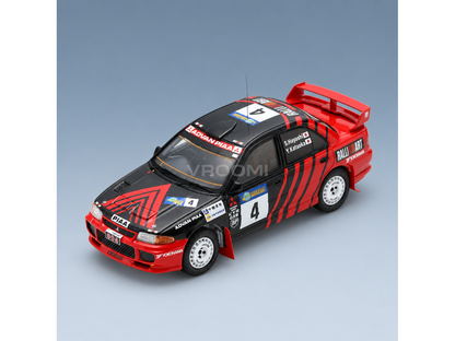 Mitsubishi Lancer Evolution III No. 4 Yoshihiro Kataoka Satoahi Hayashi Rally China 1997 Spark Model 1:43 scale model - front three-quarter view