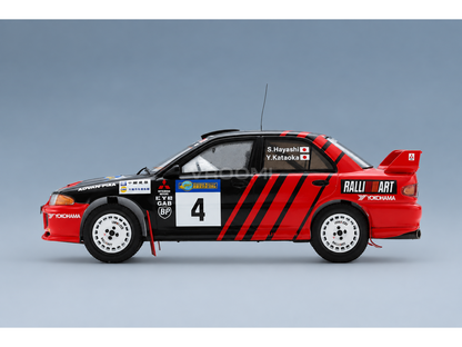 Mitsubishi Lancer Evolution III No. 4 Yoshihiro Kataoka Satoahi Hayashi Rally China 1997 Spark Model 1:43 scale model - side view