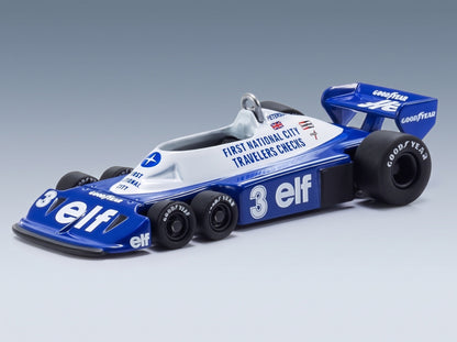 Tyrrell P34/2 Elf No. 3 Ronnie Peterson 1977 Kyosho 1:64 scale model - front three-quarter view