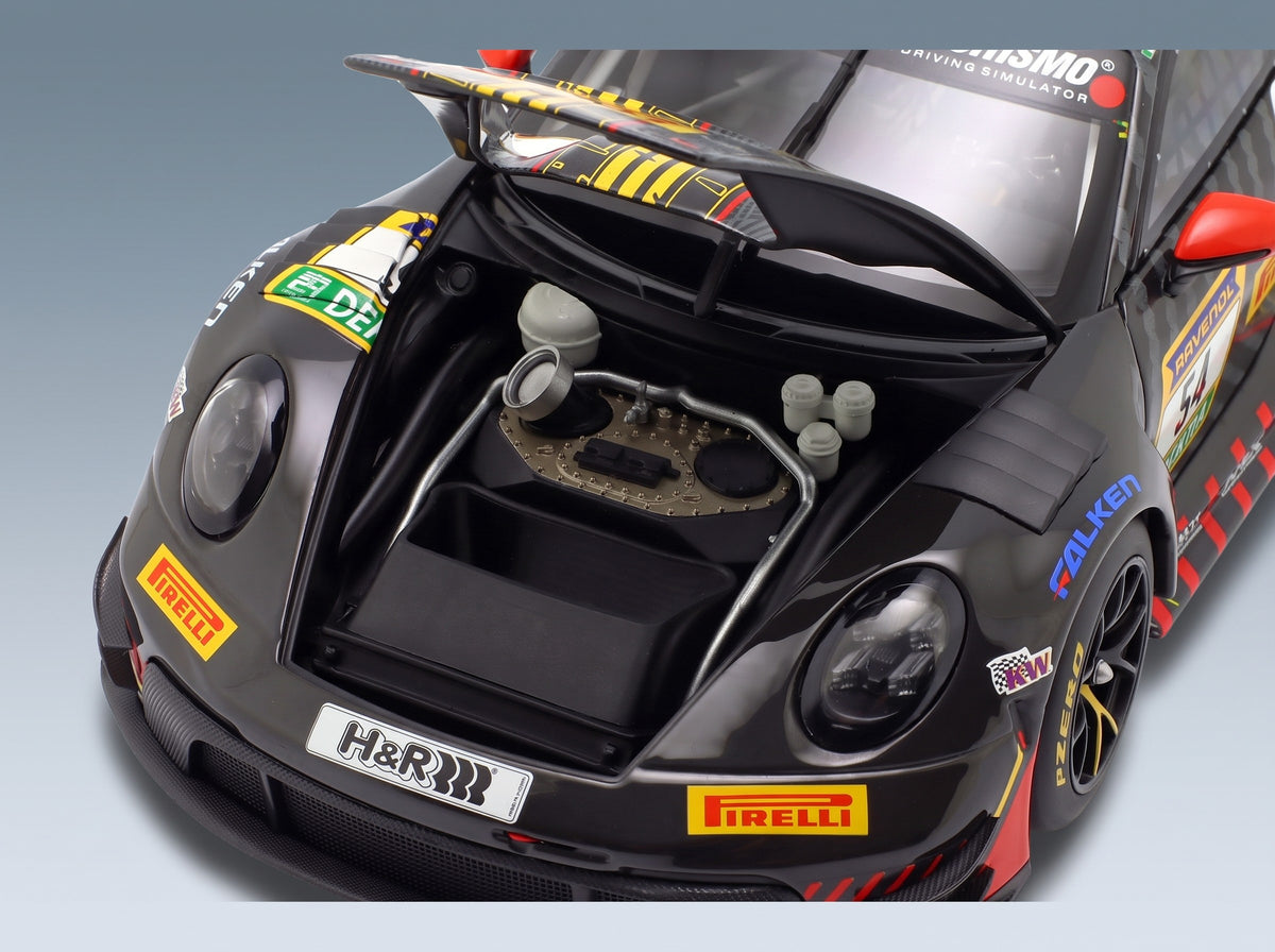 Porsche 911 992 GT3 R Dinamic GT SRL No. 54 3rd 24h Nürburgring 2025 Matteo Cairoli Bastian Buus Joel Sturm Loek Hartog Minichamps 1:18 scale model - engine bay