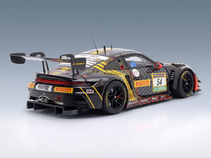 Porsche 911 992 GT3 R Dinamic GT SRL No. 54 3rd 24h Nürburgring 2025 Matteo Cairoli Bastian Buus Joel Sturm Loek Hartog Minichamps 1:18 scale model - rear three-quarter view