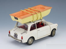 Autobianchi Bianchina 4 Posti Fantozzi Filini with Boat on Roof Film Fantozzi Subisce Ancora 1983 White CLC-Models 1:18 scale model - rear three-quarter view