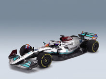 Mercedes F1 W13E Mercedes-AMG Petronas F1 No. 63 5th Miami GP George Russell 2022 Minichamps 1:18 scale model - front three-quarter view