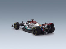 Mercedes F1 W13E Mercedes-AMG Petronas F1 No. 63 5th Miami GP George Russell 2022 Minichamps 1:18 scale model - rear three-quarter view