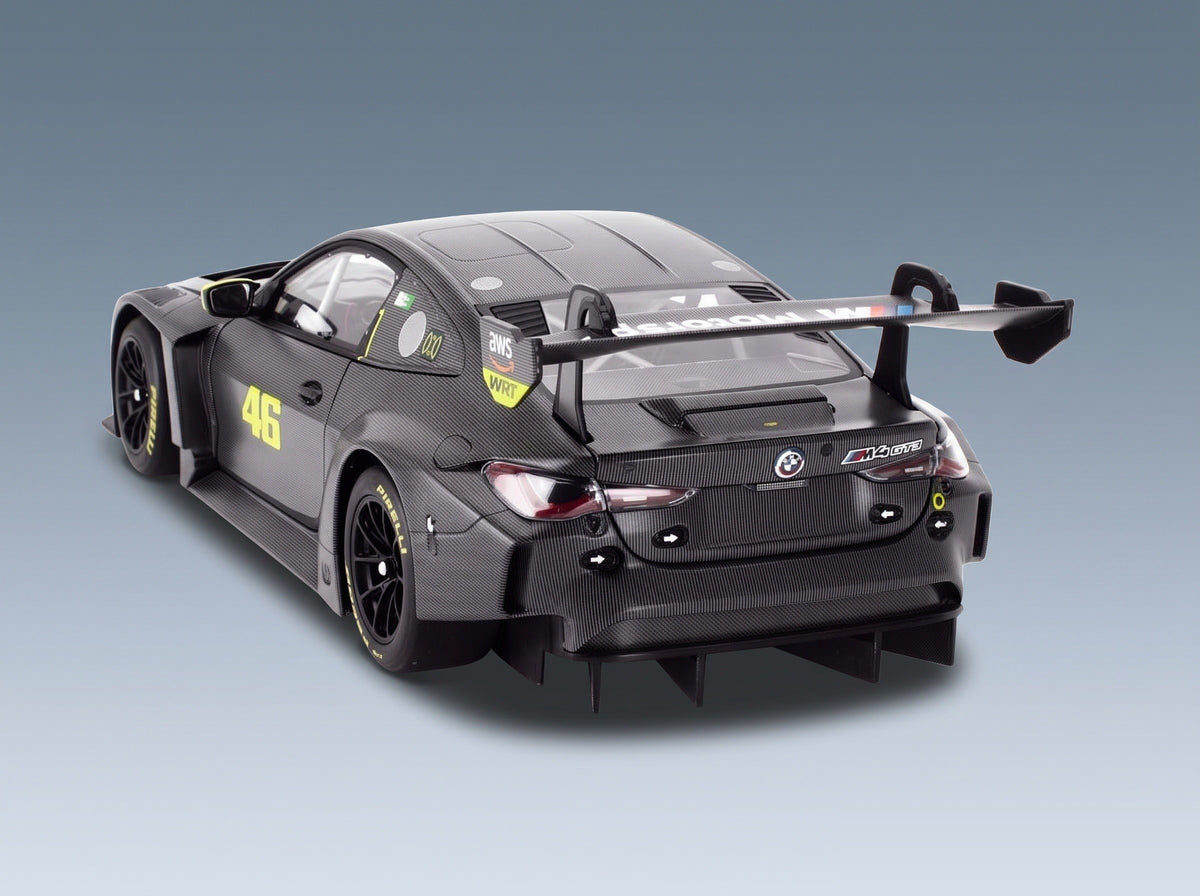 BMW M4 GT3 Team WRT No. 46 Valentino Rossi Test Misano 2024 Minichamps 1:18 scale model - rear three-quarter view