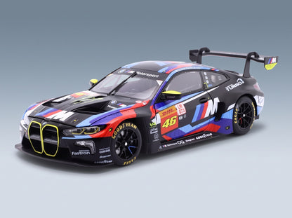 BMW 4-Series M4 GT3 Team WRT No. 46 Valentino Rossi Maxime Martin Ahmad Al Harthy 6h São Paulo 2024 Minichamps 1:18 scale model - front three-quarter view