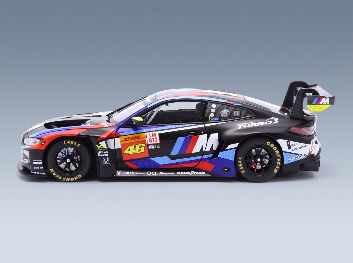 BMW 4-Series M4 GT3 Team WRT No. 46 Valentino Rossi Maxime Martin Ahmad Al Harthy 6h São Paulo 2024 Minichamps 1:18 scale model - side view