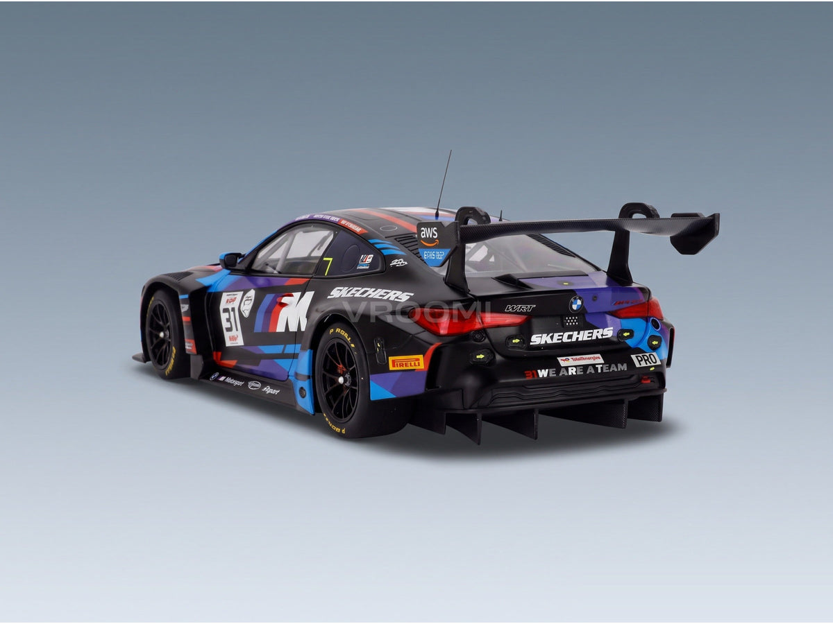 BMW M4 GT3 EVO Team WRT No. 31 Van der Linde Vanthoor Wittmann 24h Spa 2025 Minichamps 1:18 scale model - rear three-quarter view