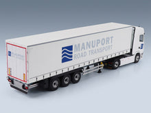 Scania S500 V8 Truck Telonato Manuport Transports 2018 White Blue Eligor 1:43 scale model - rear three-quarter view