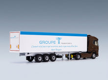 DAF XG Truck Cassone Ribaltabile Groupe Transports 2023 Brown White Eligor 1:43 scale model - rear three-quarter view