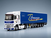 Renault T520 Truck Telonato Crouvezier Transports 2021 White Blue Eligor 1:43 scale model - front three-quarter view