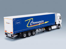 Renault T520 Truck Telonato Crouvezier Transports 2021 White Blue Eligor 1:43 scale model - rear three-quarter view