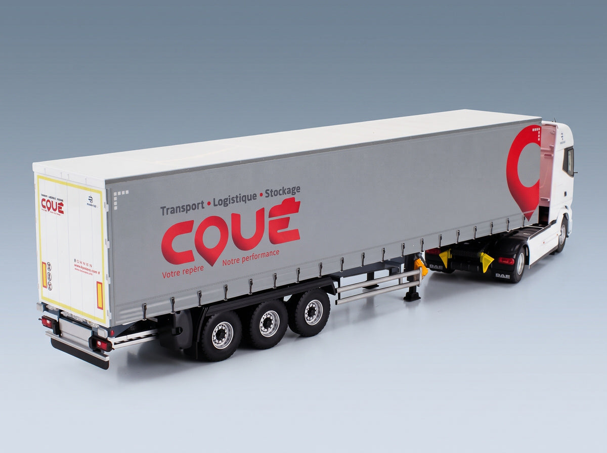 DAF XG Truck Telonato Coue Transports 2021 White Red Grey Eligor 1:43 scale model - rear three-quarter view
