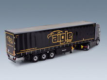 DAF XG Truck Cassonato Remorque Tautliner Aigle Group 2022 Black Yellow Eligor 1:43 scale model - rear three-quarter view