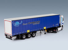 Renault T-High Truck Telonato Combronde Transports 2023 White Blue Eligor 1:43 scale model - rear three-quarter view