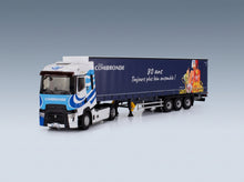 Renault T-High Truck Telonato Combronde Transports 80 Ans Toujours Plus Loin Ensemble 2025 White Blue Eligor 1:43 scale model - front three-quarter view