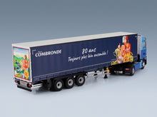 Renault T-High Truck Telonato Combronde Transports 80 Ans Toujours Plus Loin Ensemble 2025 White Blue Eligor 1:43 scale model - rear three-quarter view