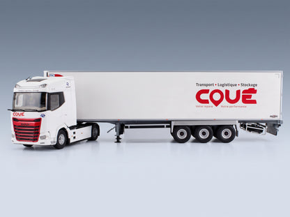 DAF XG Truck Semi-Refrigerated Coue Transports 2021 White Red Eligor 1:43 scale model - side view