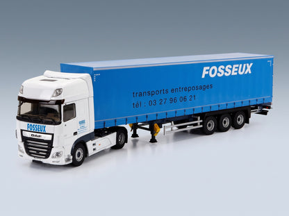 DAF XF Euro 6 Truck Fosseux Transports 2012 White Blue Eligor 1:43 scale model - front three-quarter view