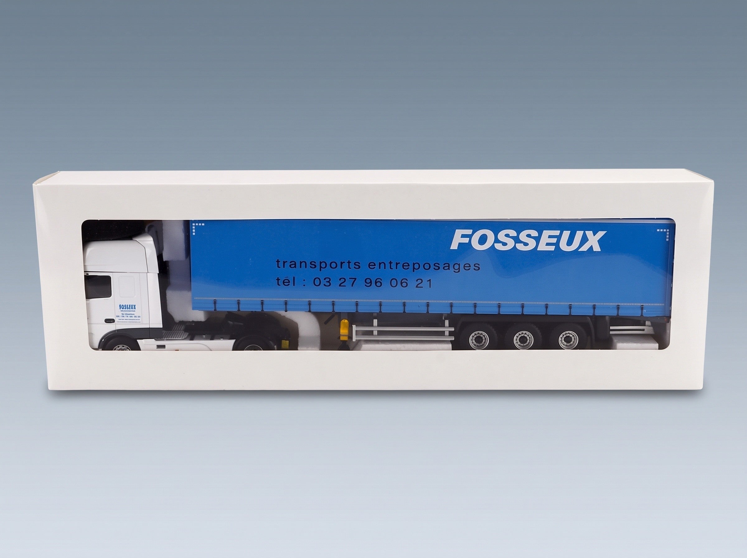 DAF XF Euro 6 Truck Fosseux Transports 2012 White Blue Eligor 1:43 scale model - original packaging