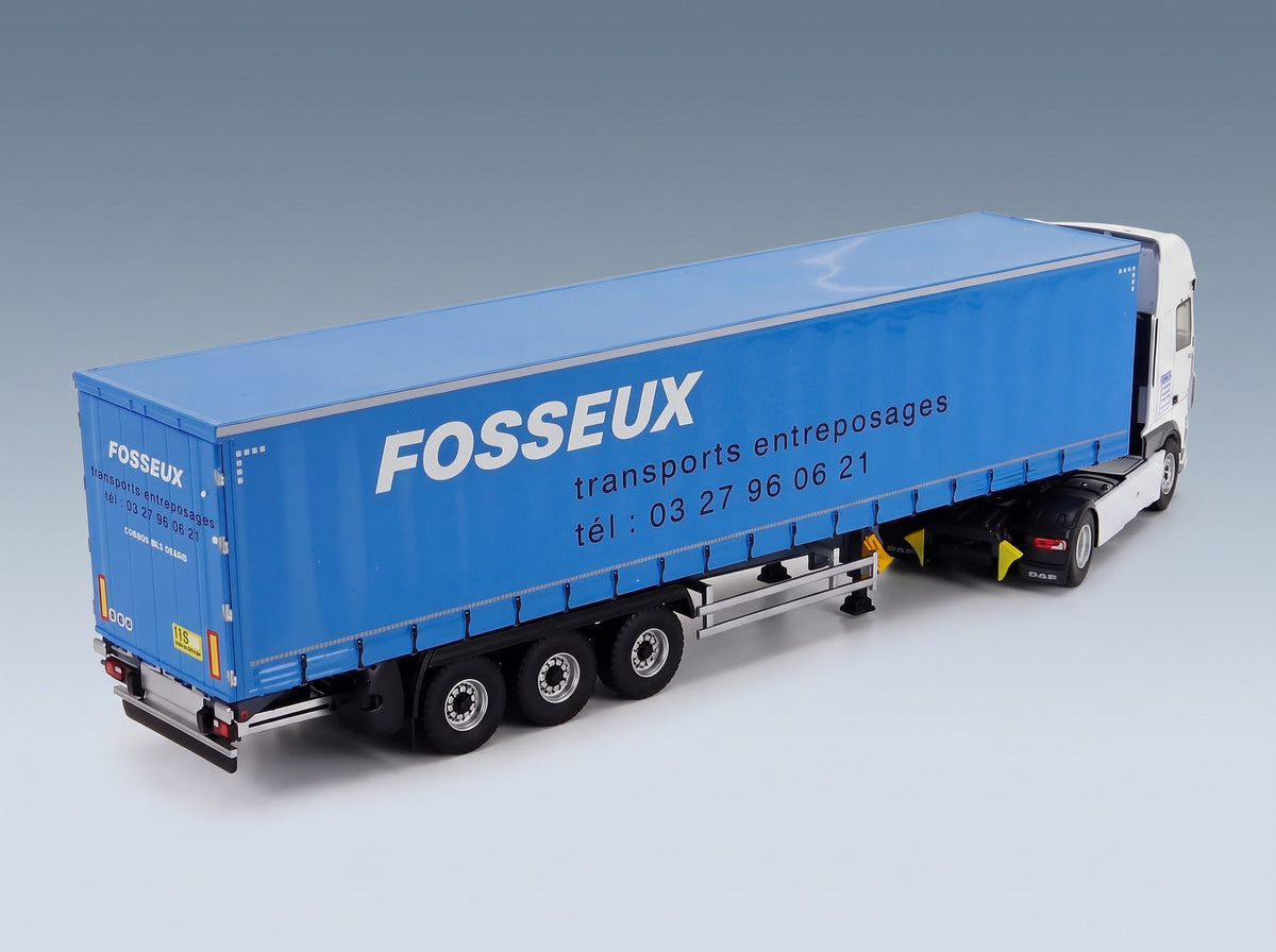 DAF XF Euro 6 Truck Fosseux Transports 2012 White Blue Eligor 1:43 scale model - rear three-quarter view