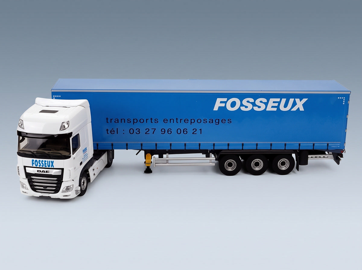 DAF XF Euro 6 Truck Fosseux Transports 2012 White Blue Eligor 1:43 scale model - side view