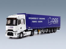 Renault T-Line High Truck Telonato DGS Transports 2023 White Blue Eligor 1:43 scale model - front three-quarter view