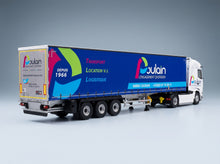 DAF XG Truck Poulain Transports 2021 White Blue Eligor 1:43 scale model - rear three-quarter view