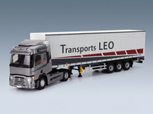 Renault T480 Truck Telonato Leo Transports 2021 Grey White Eligor 1:43 scale model - front three-quarter view