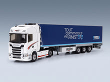 Scania R450 Truck Tout Commence en Finistere 2016 White Blue Eligor 1:43 scale model - front three-quarter view