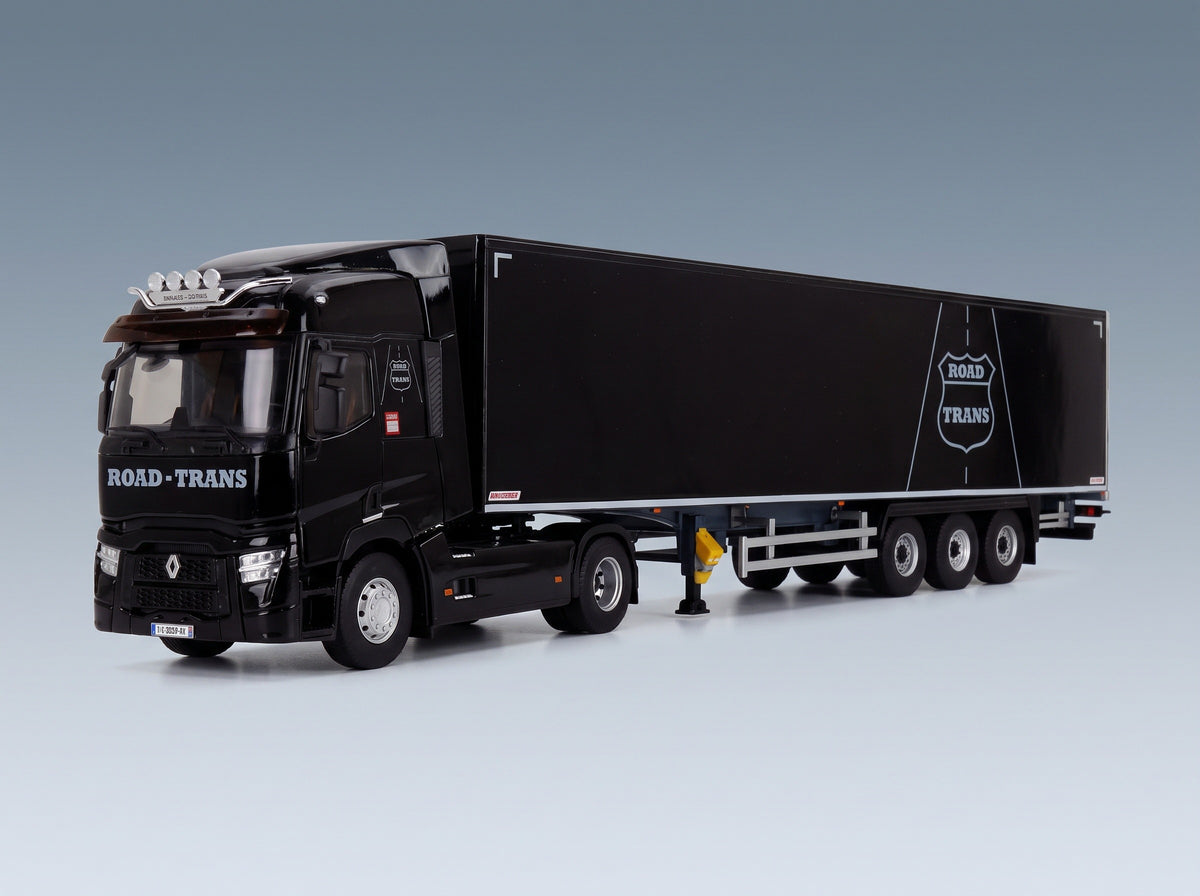 Renault T480 Truck Cassonato Road Trans Transports 2021 Black Eligor 1:43 scale model - front three-quarter view