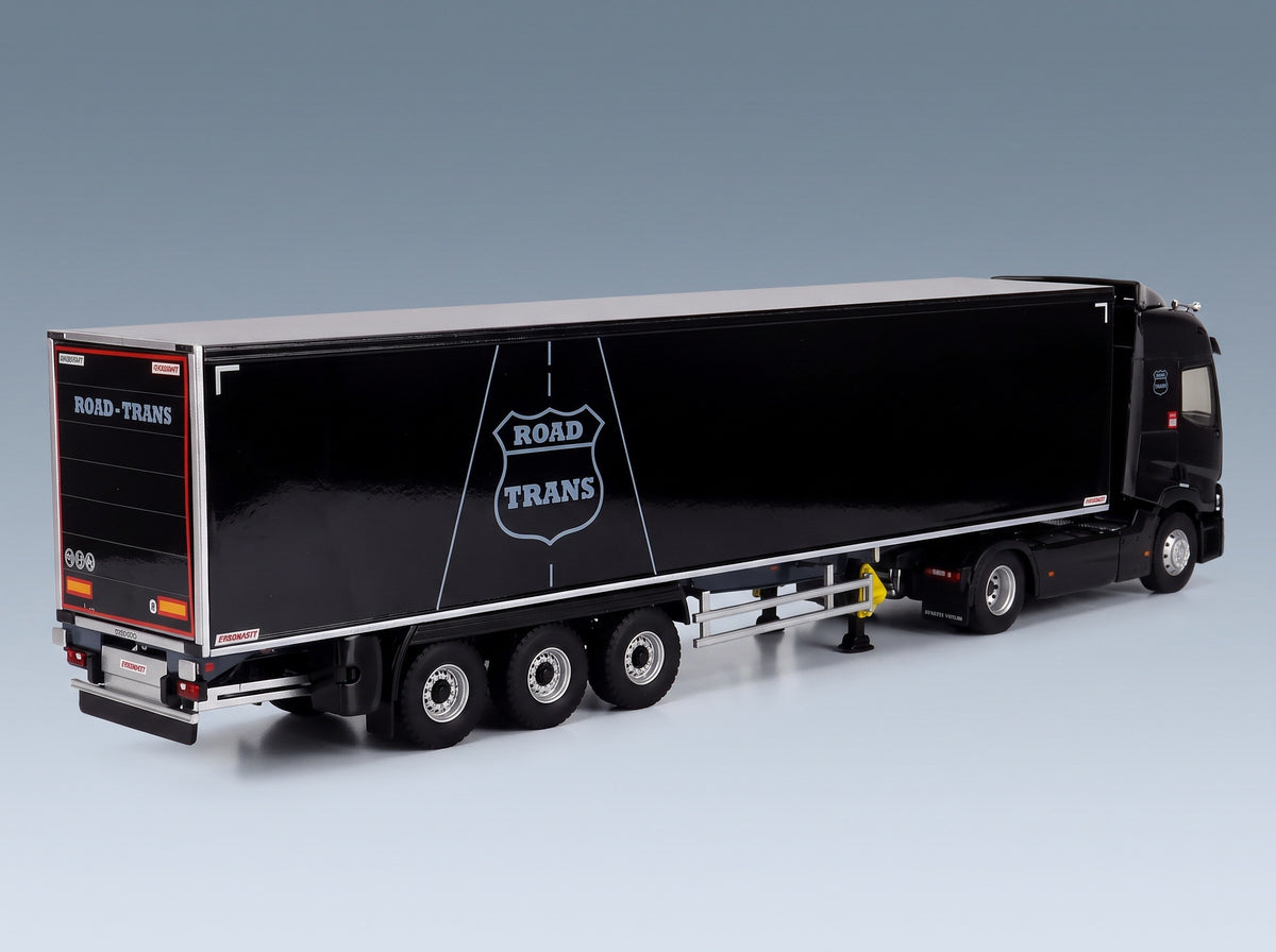 Renault T480 Truck Cassonato Road Trans Transports 2021 Black Eligor 1:43 scale model - rear three-quarter view