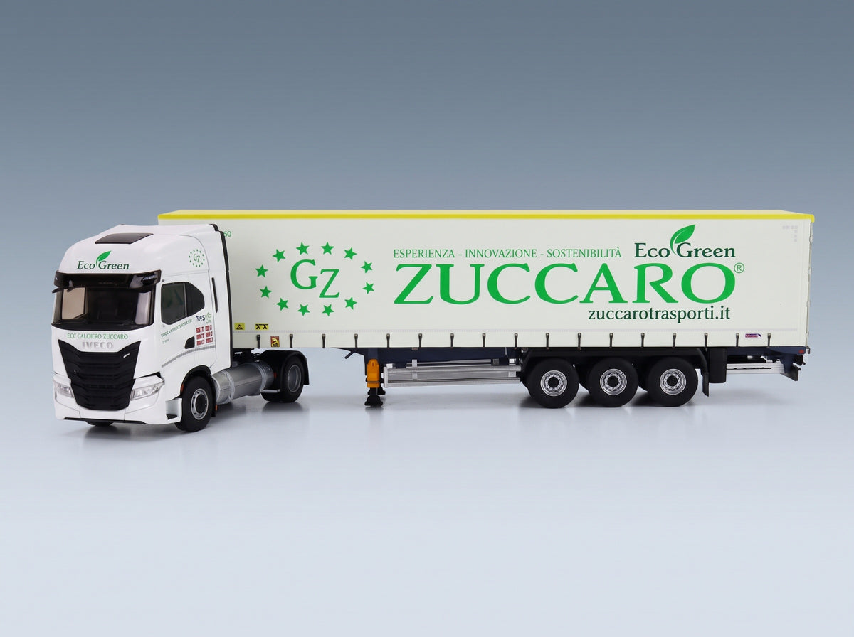 Fiat Iveco S-Way NP Truck Telonato Zuccaro Transports 2020 White Eligor 1:43 scale model - side view