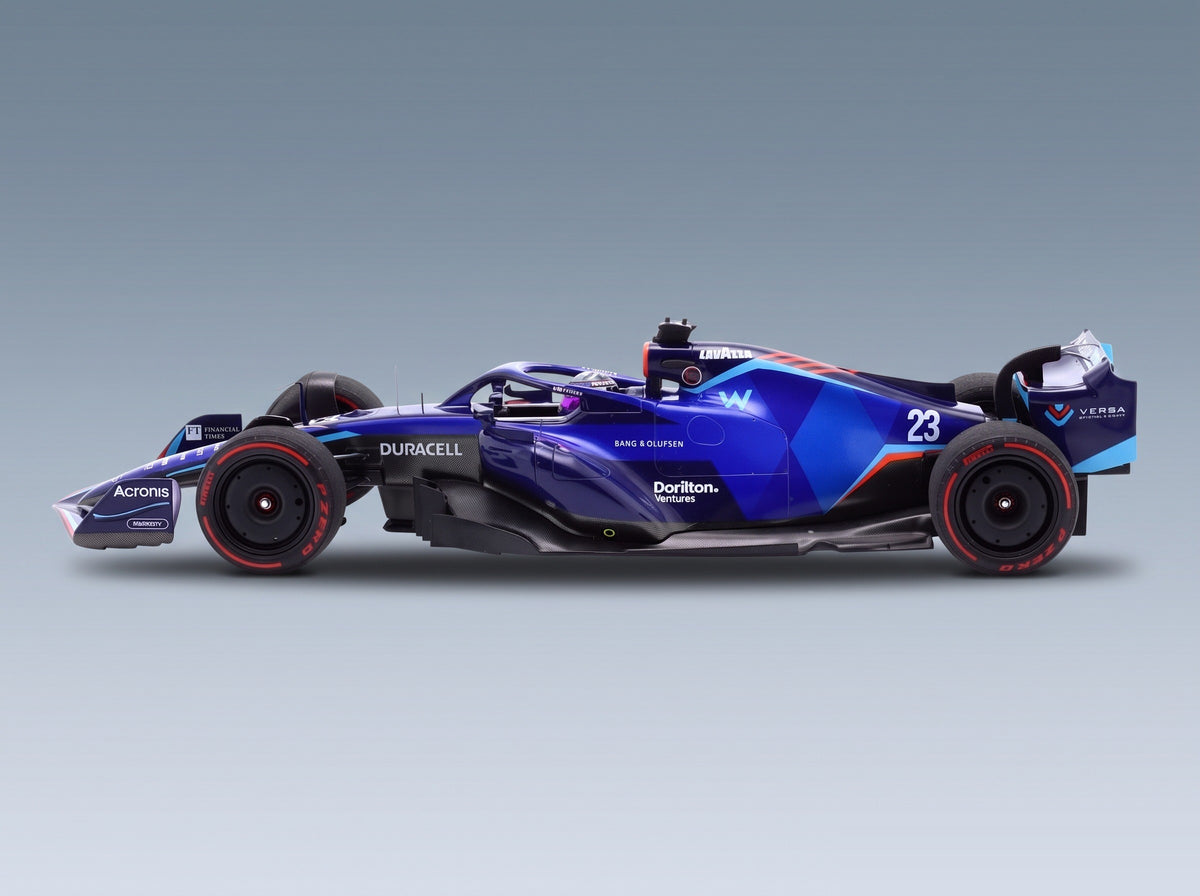 Williams F1 FW44 Team Williams Racing No. 23 Alexander Albon Bahrain GP 2022 Minichamps 1:18 scale model - side view